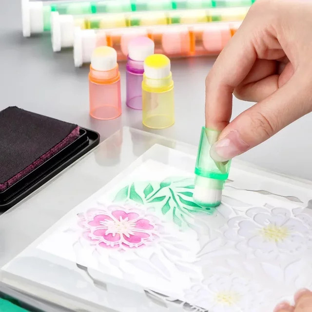8er-Set Mini Stapelbare Mixer Pinsel mit weichen Borsten in Grau für Malerei und Kartenherstellung - Bild 1