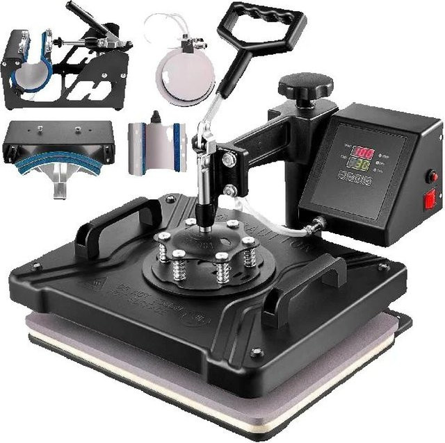 SucceBuy Multifunktionale Wärmepresse 5-in-1 Sublimationsmaschine für T-Shirts, Tassen, Hüte, Teller und Flaschen in Schwarz - Bild 1