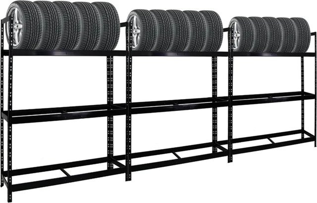 PROREGAL Tiger XL Reifenregal Set aus 3 Einheiten, Schwarz, H x B x T: 200 x 150 x 45 cm - Bild 1