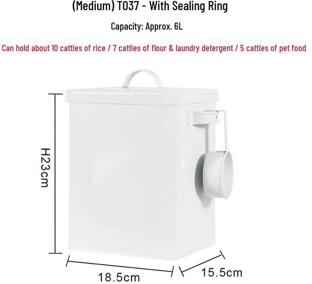 HomeHarmony Aufbewahrungseimer aus Metall in Weiß, luftdicht und auslaufsicher für Waschmittel, Mehl, Tierfutter oder Reis, Fassungsvermögen 5 kg - Bild 1