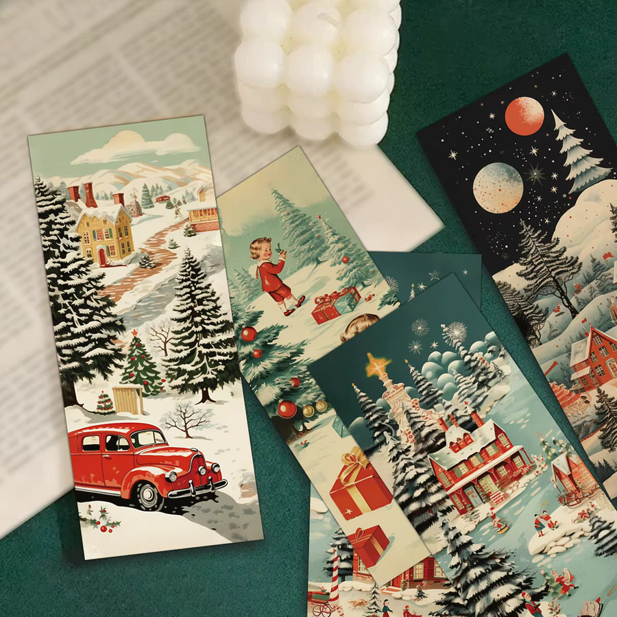 24 Stück Weihnachts-Lesezeichen mit nostalgischem Szenen-Design in Multicolour aus Papier - Bild 3