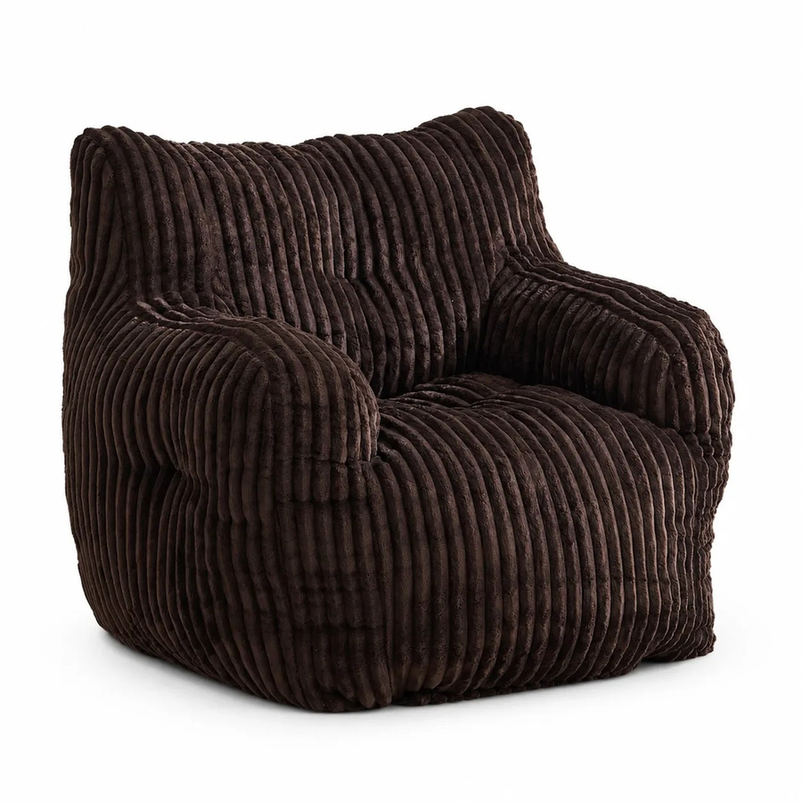 PXloue Einzelsofa Sitzsack mit Cordbezug in Braun, B/T/H: 100 x 94 x 71 cm - Bild 2