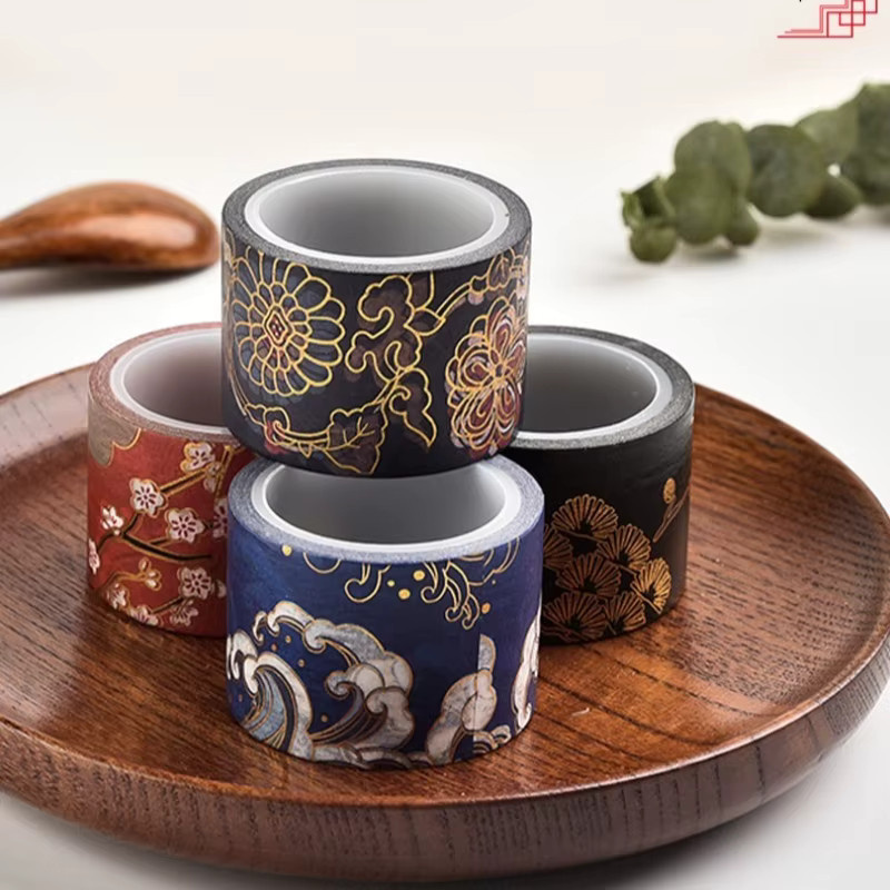 Imperial Heritage Washi Tape mit chinesischer Vintage-Landschaft und Goldfolie in Gold, Braun und Multicolour für Bastelarbeiten und Tagebuchgestaltung - Bild 2