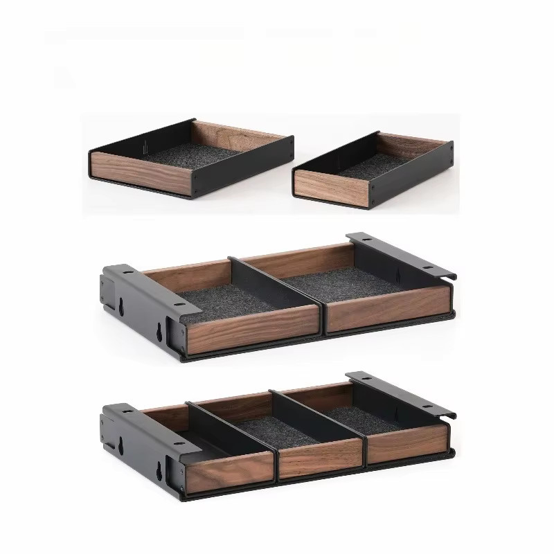 Massivholz Stifthalter und Desktop Storage Box in Braun mit Schublade zur Monitorerhöhung im Nordic Design - Bild 3