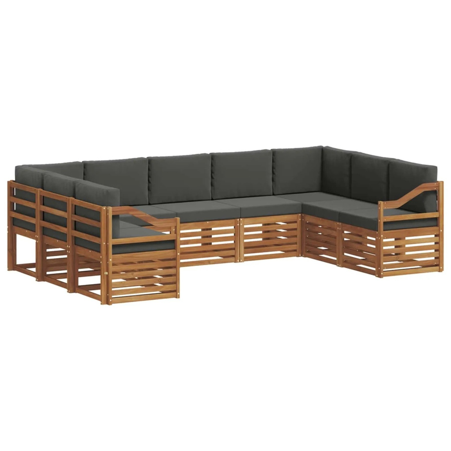 vidaXL Sofagarnitur 9-teilig aus Massivholz Akazie in Natur und Anthrazit mit Sitz- und Rückenkissen - Bild 2