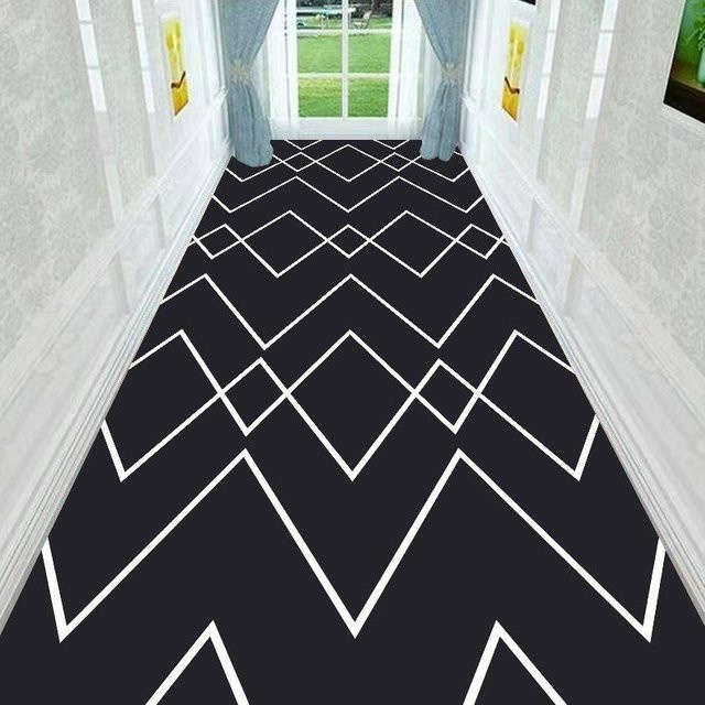 Super Six 3D-Teppich mit geometrischem Design in Schwarz, waschbarer Korridor- und Flurteppich aus Polyester - Bild 1