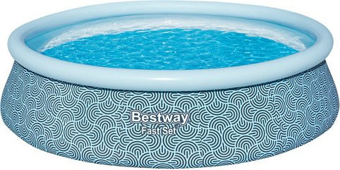 Bestway Fast Set Aufstellpool rund in Grau, Blau und Multicolour inklusive Filterpumpe und Reparaturset, Durchmesser: 457 cm, Höhe: 107 cm - Bild 1