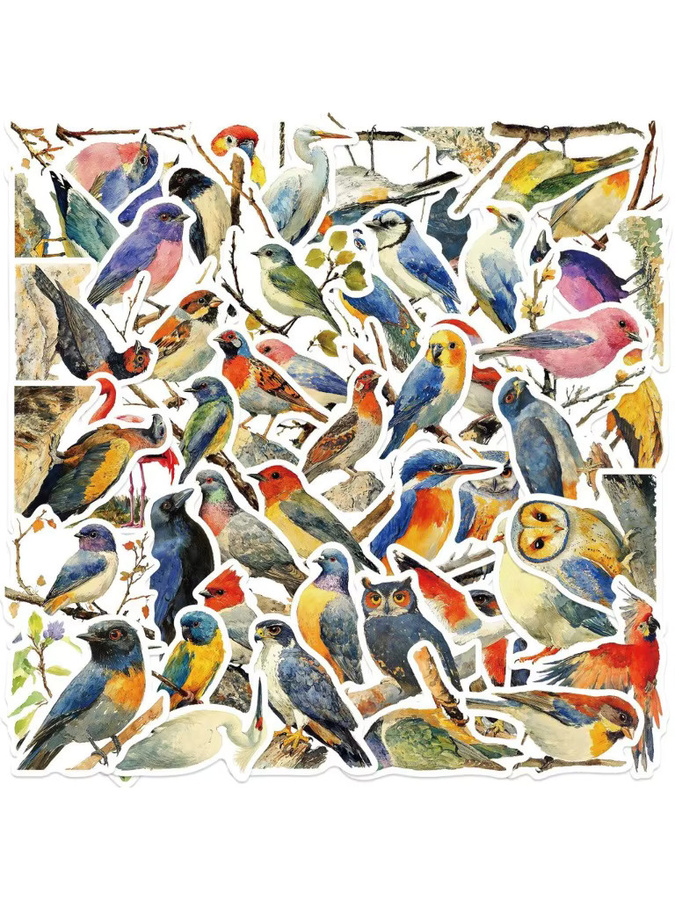 50 Stück Cartoon-Aquarell-Vogel-Aufkleber wasserfest für DIY-Dekoration in Multicolour von AnimeWorlds Store - Bild 3