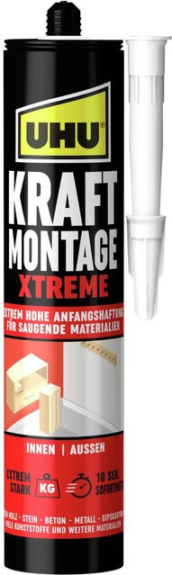 UHU Kraft Montage Xtreme Montagekleber in der Kartusche, Farbe: Beige oder Schwarz, 370 g - Bild 1