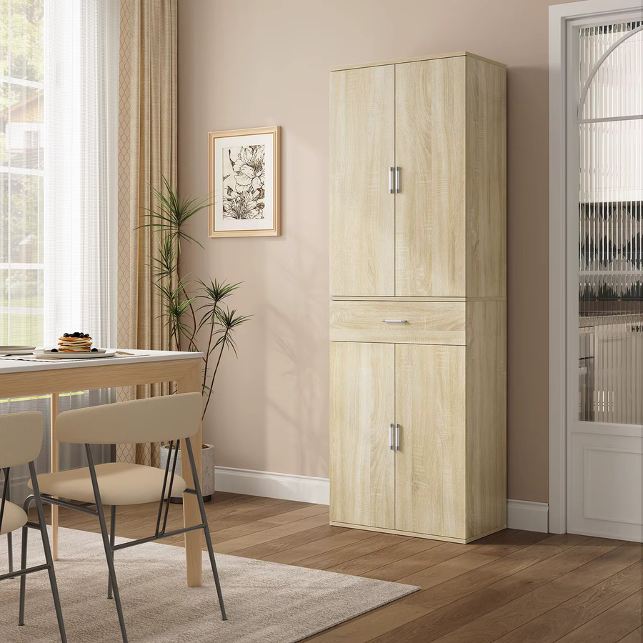 Eugad Aktenschrank mit Schubladen und Türen in Braun und Beige, moderner Aufbewahrungsschrank für Home-Office und Küche, B/T/H: 60 x 34 x 180 cm - Bild 2