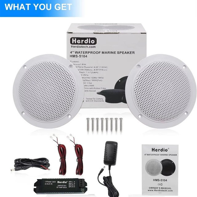 Herdio 4-Zoll Bluetooth Deckenlautsprecher Set, 160 W, wasserabweisend, Schwarz, 2 Stück - Bild 1