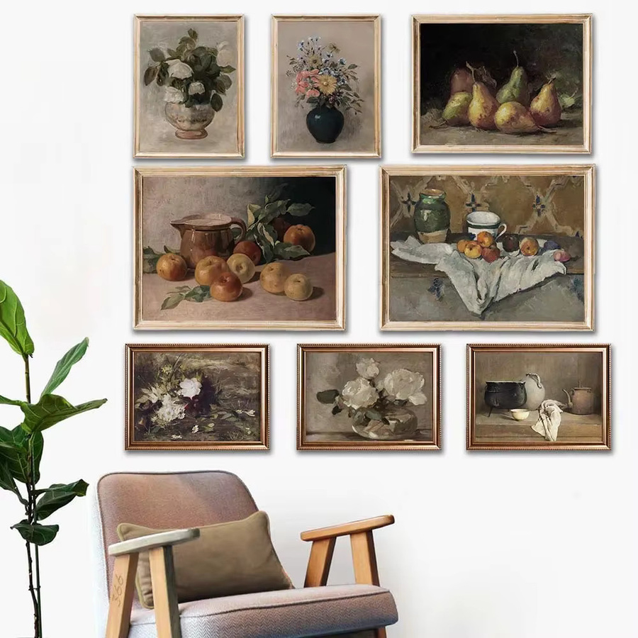 Potdemiel Vintage Stillleben Wandkunst mit Rosen und Obst als botanischer Druck in Mehrfarben - Bild 5