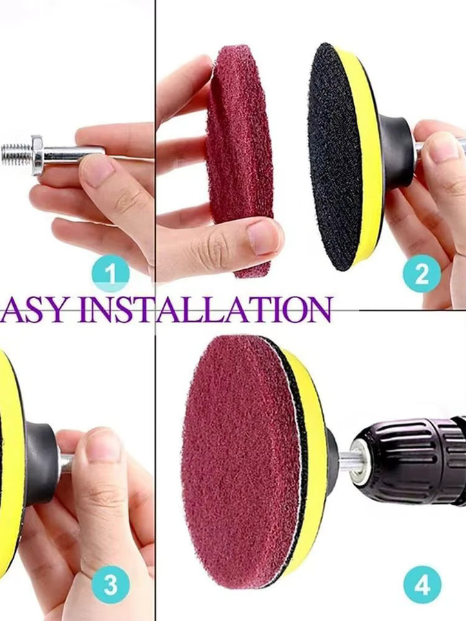SI FANG Reinigungsset mit Schleifpads und M10/M14 Bohreradapter für 4/5 Zoll Bohrer zur Fliesenreinigung - Bild 7