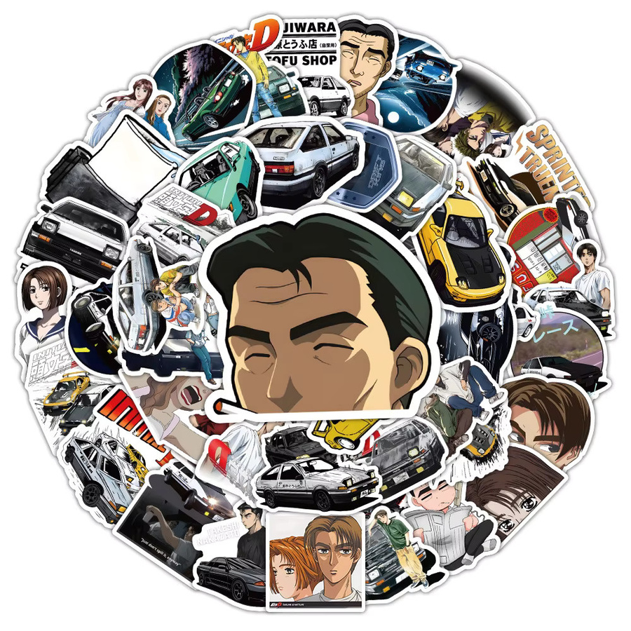 Bandai Anime Initial D Aufkleber, Manga-Sticker, 10/30/60 Stück - Bild 2
