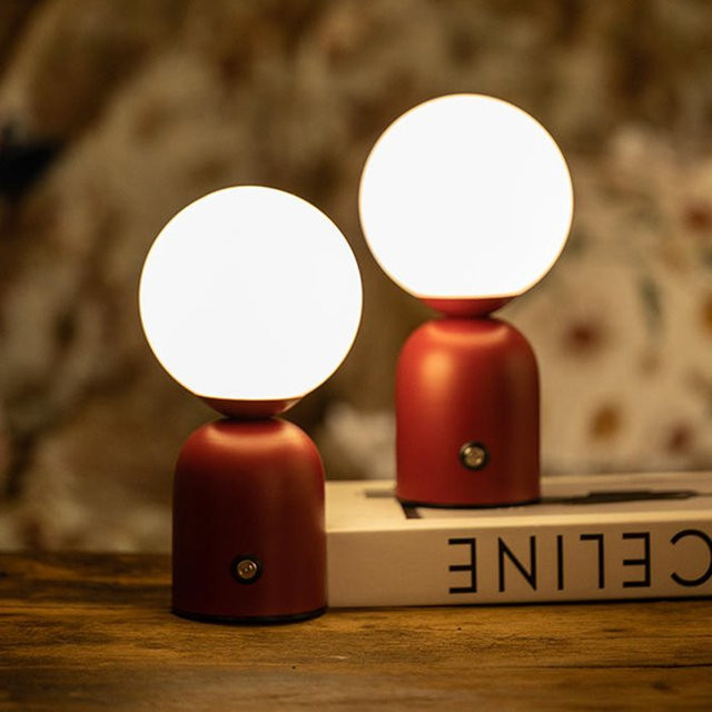 Nordic LED Tischlampe in Weiß mit Touch-Schalter, wiederaufladbare dimmbare Kugellampe für Schlafzimmer und Schreibtisch, warmweißes Nachtlicht - Bild 1