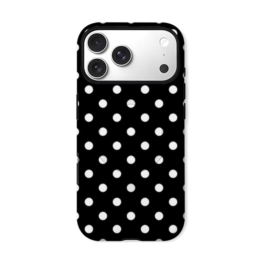 CaseLumi Matte Bumper MagSafe Hülle für iPhone 17 16 15 14 13 Pro Max Stoßfeste PC Schutzhülle mit Polka Dots in Schwarz und Weiß - Bild 7