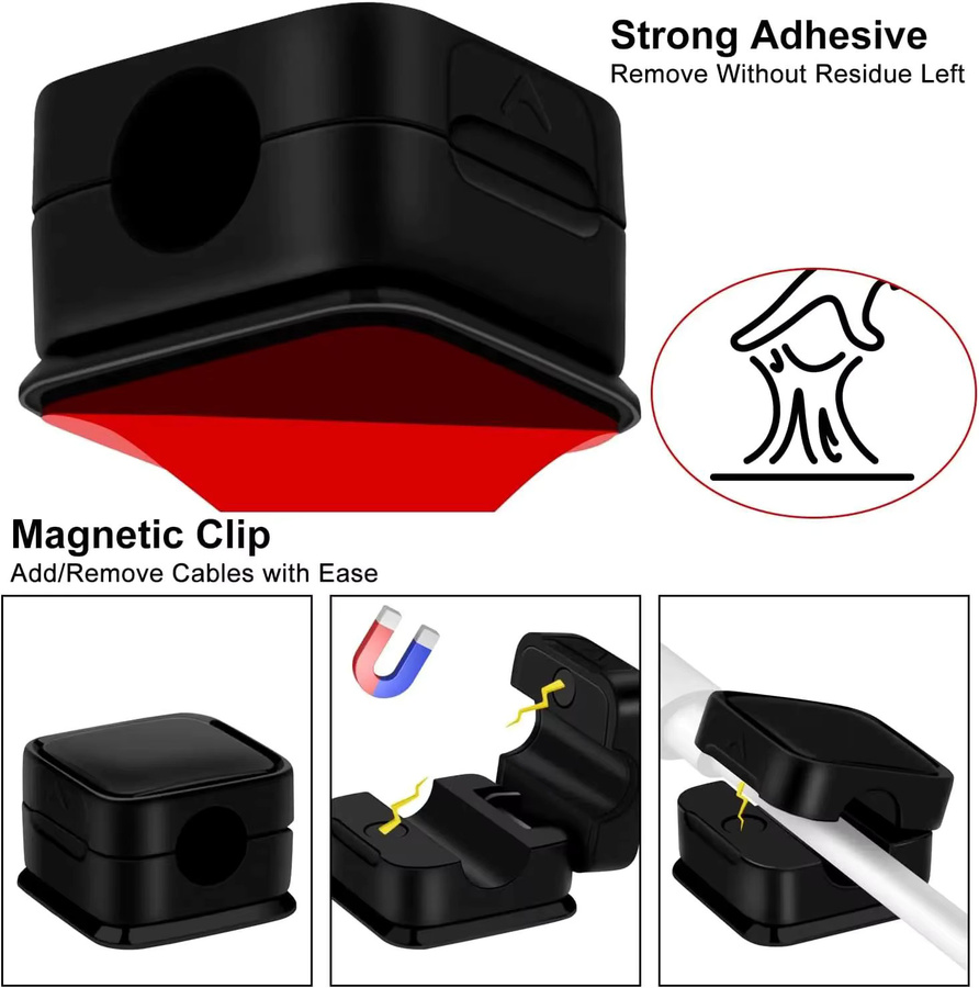 Mrgabwte Magnetische Kabel-Clip-Organizer Set aus Kunststoff, 6 Stück, Weiß - Bild 4