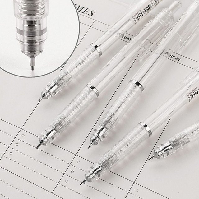 Automatischer Druckbleistift aus transparentem Kunststoff für Schule und Büro mit 0,5 mm und 0,7 mm Mine - Bild 1