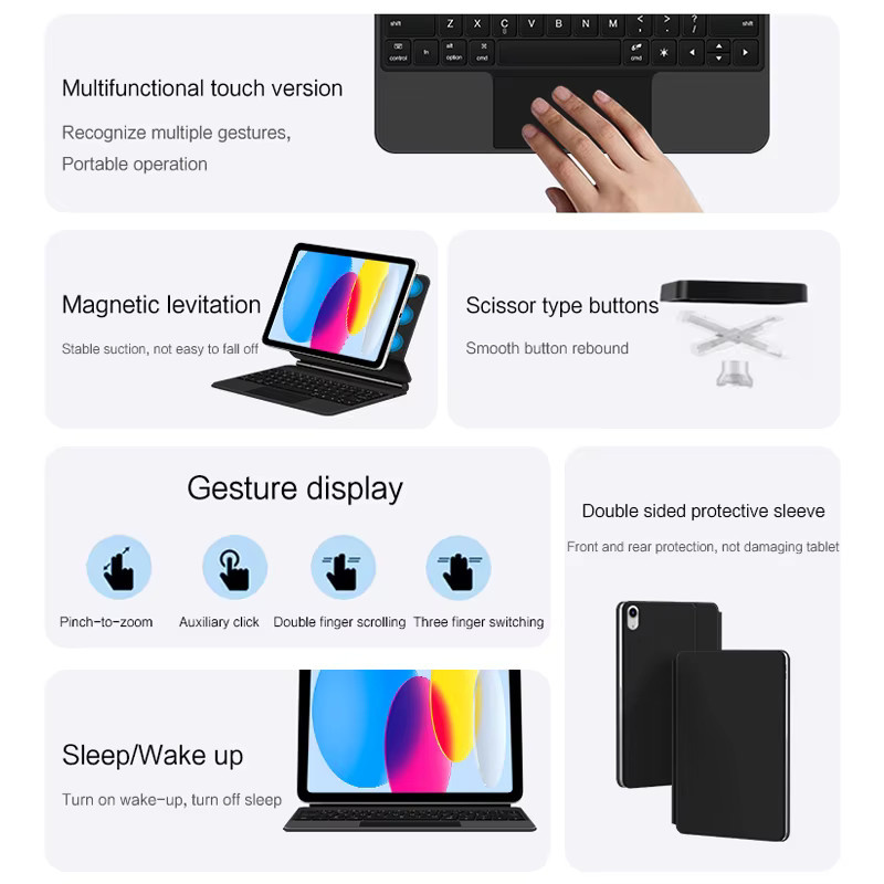 Apple Magic Keyboard Magnetische Hülle mit schwebendem Ständer und Multi-Touch-Tastatur für iPad 11 Zoll, 10. und 11. Generation - Bild 5
