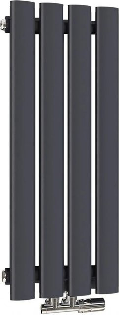 Emke Röhrenheizkörper Oval Anthrazit, Einlagiger Paneelheizkörper für Warmwasserbetrieb, 177W, B: 60 cm, H: 24 cm - Bild 1
