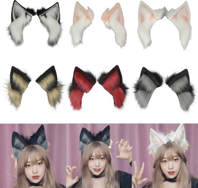 KLV Elektrische Katzenohren Haarband, Anime Cosplay Requisiten, Plüsch / Textil - Bild 1