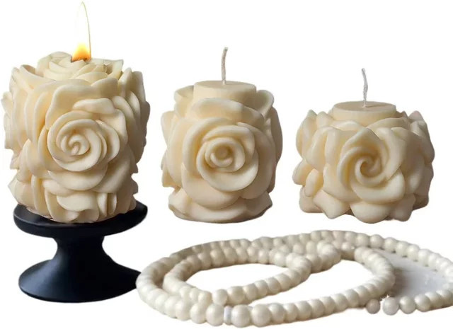 Silikonform für DIY Rosen-Zylinderkerzen und Gips-Handwerk von LONTL in Weiß - Bild 1