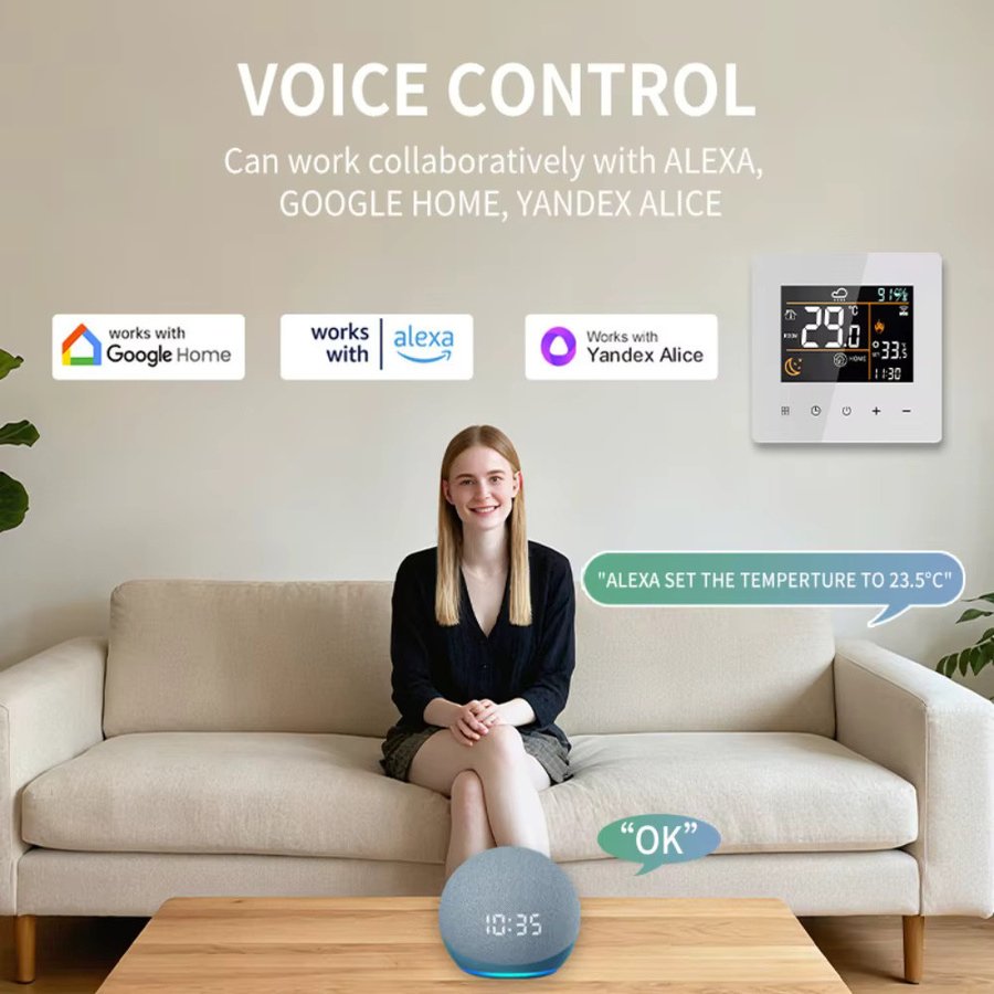 MINCO HEAT Smart WiFi Thermostat mit Tuya App Steuerung und LCD Display in Schwarz für elektrische Fußbodenheizung, Wasserfußbodenheizung und Gasboiler - Bild 4