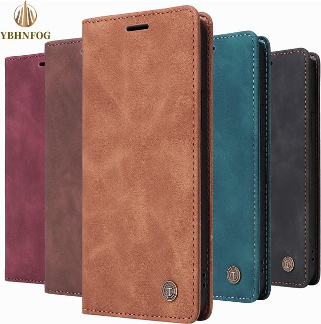 Leder Flip Case für Samsung Galaxy S8 S9 S10 S20 S21 FE S22 S23 S24 Plus Note 10 20 Ultra Brieftasche mit Standfunktion in Schwarz - Bild 1
