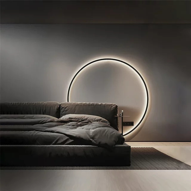 JIANKEXING Moderne LED Wandleuchte in Kreisform, Schwarz und Gold, ideal für Wohnzimmer, Schlafzimmer oder Korridor - Bild 1