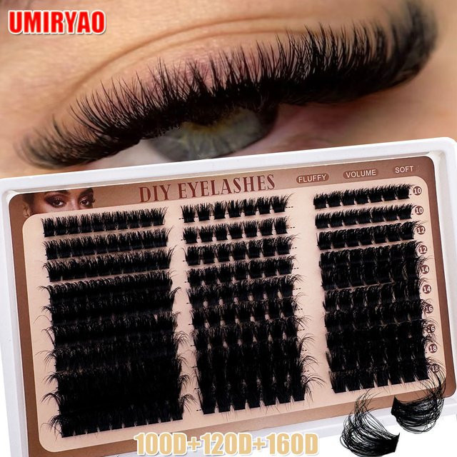 UMIRYAO Wimperncluster D-Curly, Black, Unisex - Bild 1