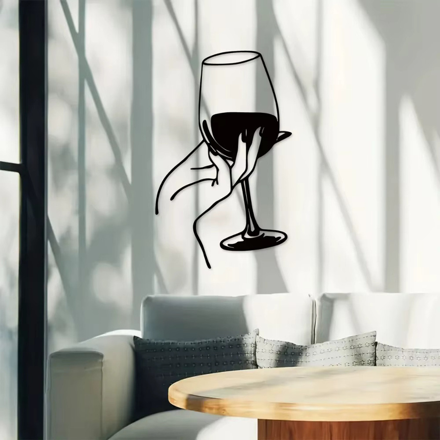 CIFBUY Metall Wandkunst Weinliebhaberin in Schwarz als minimalistische Wanddekoration - Bild 4
