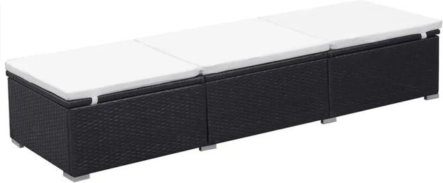Furnicato Poly-Rattan Sonnenliege mit Auflage, verstellbar, Schwarz und Cremeweiß, B/T/H: 195 x 60 x 31 cm - Bild 1