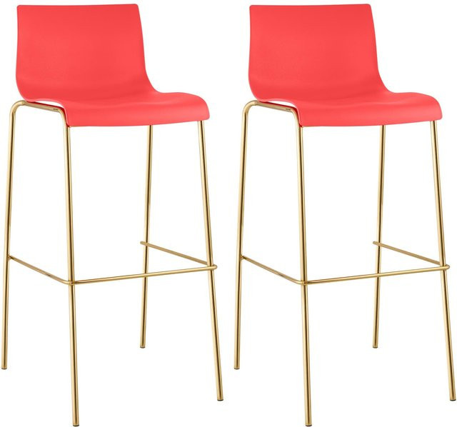 CLP Barhocker 2er Set Hover stapelbar mit Fußablage, Barstuhl mit Kunststoff-Sitz und Metallgestell in Goldoptik - Bild 1