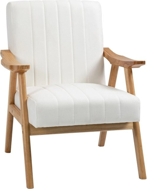 HOMCOM Polstersessel mit Armlehnen in Samtoptik, Farbe: Creme/Beige, B/T/H: 68 x 74 x 82 cm - Bild 1