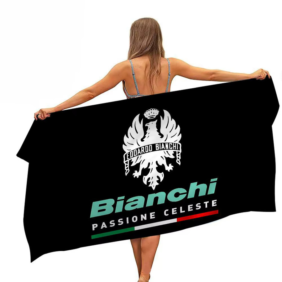 Bianchi Bike Mikrofaser-Strandtuch, schnell trocknendes und super saugfähiges Pool-Handtuch mit Grafikdruck in Schwarz - Bild 5