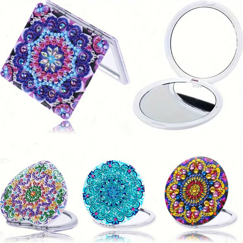DIY Diamant-Malerei Kunstset mit Mandala-Muster und Spiegel in Mehrfarbig - Bild 1