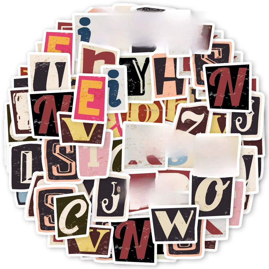 etori life Vintage-Buchstabenmuster-Aufkleber, 52 Stück - Bild 5