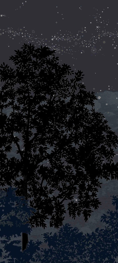 Isidore Leroy Mural Eclipse Nocturne Wandgestaltung Panel C in Blau, Schwarz und Multicolour - Bild 1