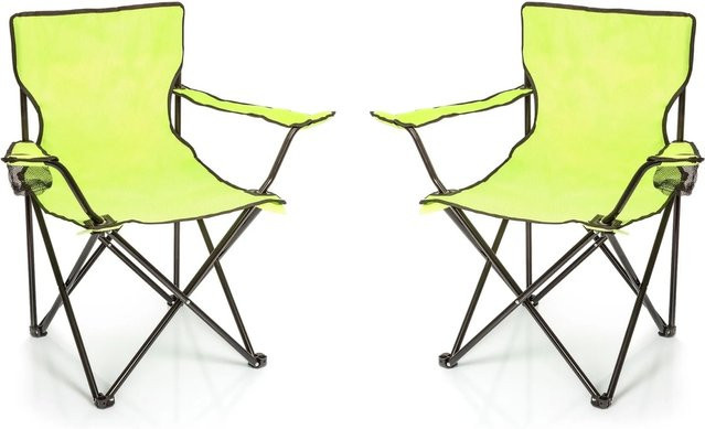 BigDean 2er Set Faltstühle Hellgrün mit Getränkehalter und Tragetaschen für Camping und Angeln - Bild 1