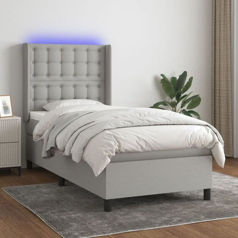 vidaxl Boxspringbett mit Matratze in Hellgrau aus Stoff B/T/H: 90 x 190 x 118 cm - Bild 1