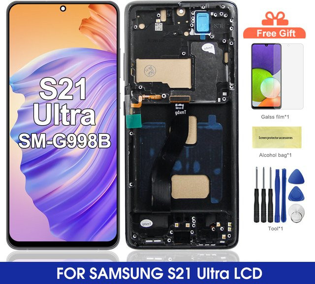 Samsung Galaxy S21 Ultra 5G G998B LCD-Display mit Rahmen in Schwarz, digitaler TFT-LCD-Touchscreen mit S-Pen Unterstützung - Bild 1