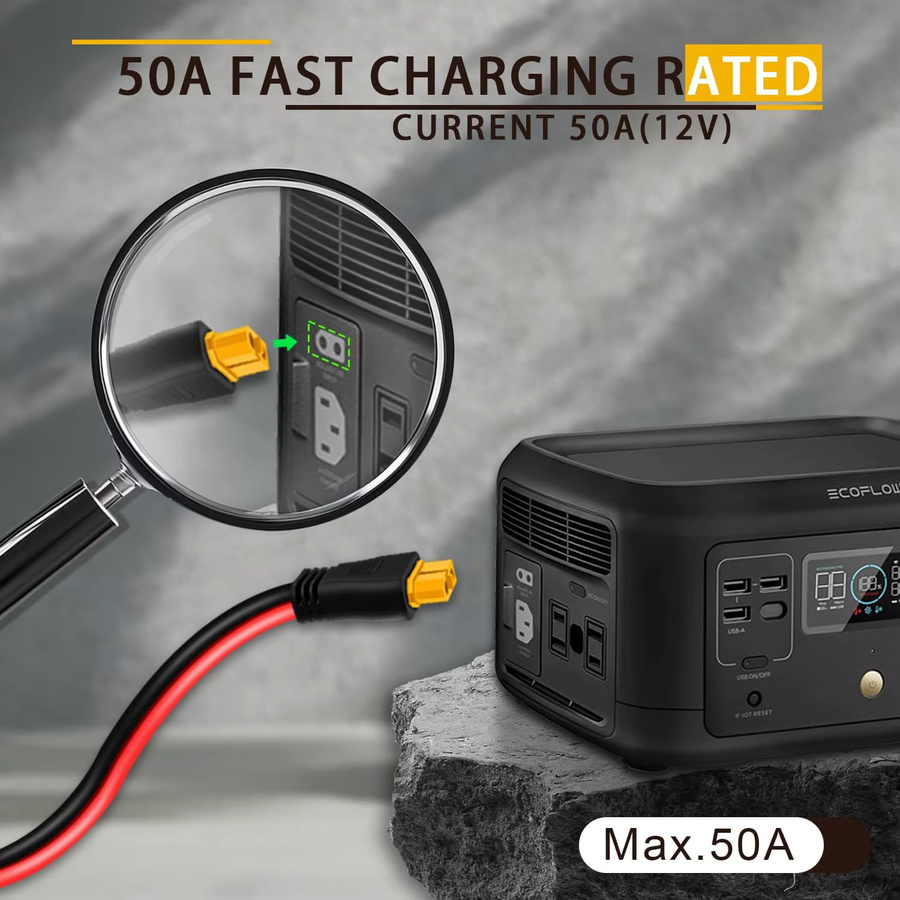 JMUYTOP XT60 Solarpanel-Verlängerungskabel 12AWG mit MC4 zu XT60 Stecker für Ecoflow Anker Jackery Powerstation - Bild 5