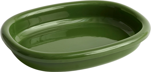 HAY Barro Schale Oval aus Keramik in Braun und Grün mit Streifenmuster - Bild 1