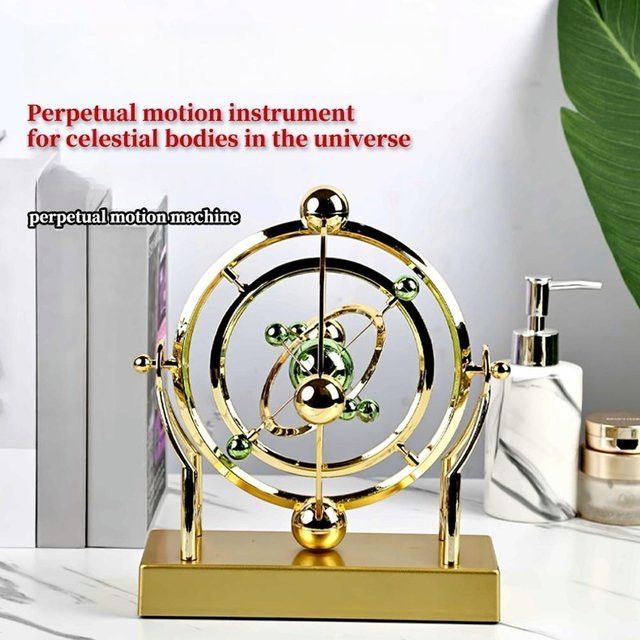 Home Decor Crafts Celestial Orbit Pendel Gold Kinetische Kunst-Schreibtischdekoration und Astronomie-Modell als rotierende Skulptur - Bild 1
