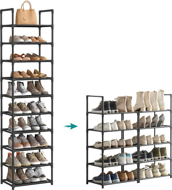 Songmics Rylan Schuhregal mit 10 Ebenen und verstellbaren Regalböden in Schwarz - Bild 1
