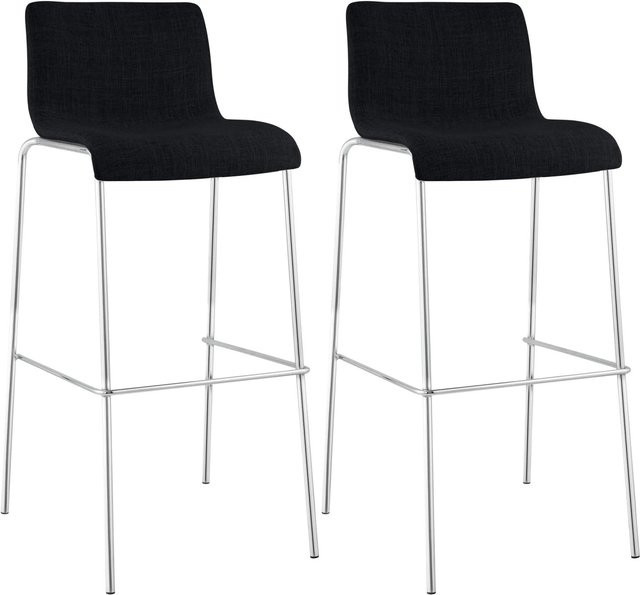 CLP 2er Set Barhocker Hover mit Lehnen, stapelbare Barstühle aus Stoff und Metall, Schwarz - Bild 1
