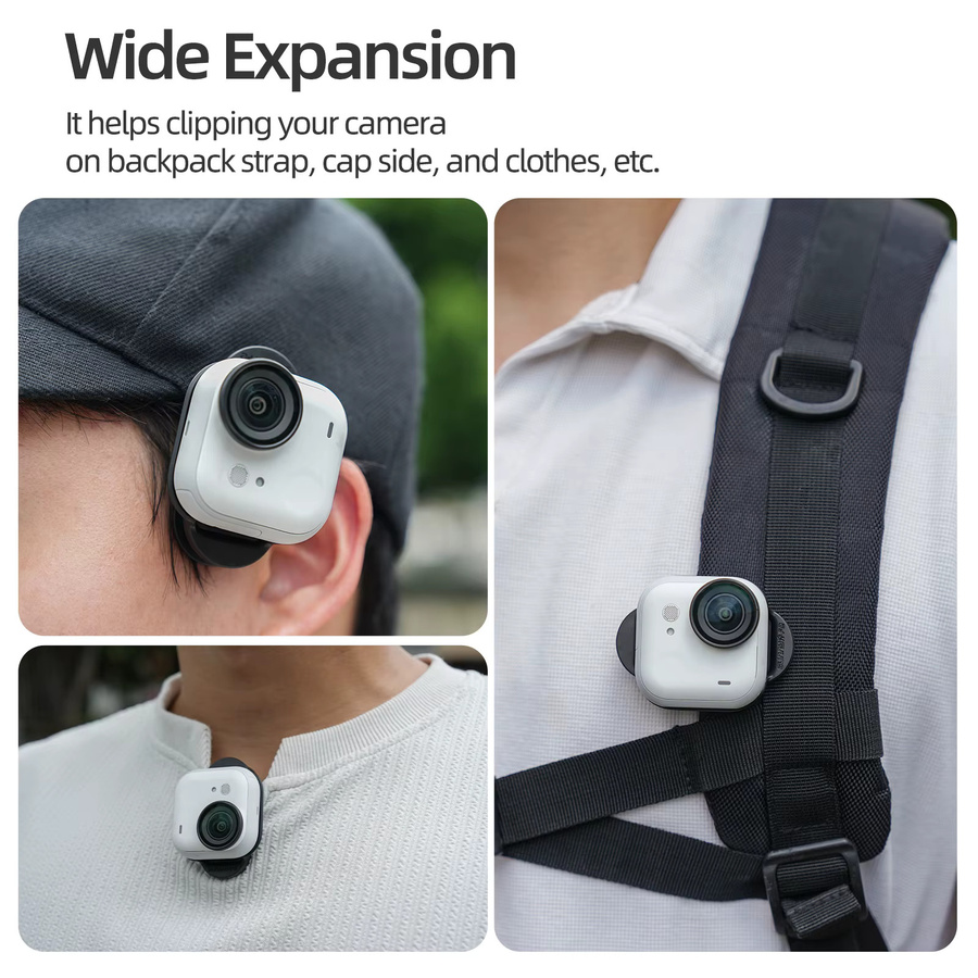Insta360 Rucksack-Clip-Halterung für Insta360 Go Ultra Sportkamera in Schwarz mit 360-Grad-Drehung und Anti-Shake-Funktion - Bild 2