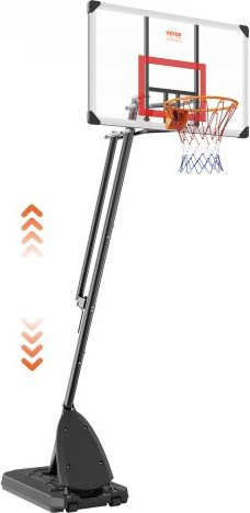 VEVOR Basketballkorb mit Ständer und Rädern, höhenverstellbar, Schwarz - Bild 1