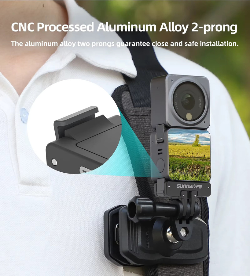 Magnetische Schnellverschluss-Halterung aus Aluminiumlegierung für DJI Action 2, 3 und 4 in Schwarz - Bild 3