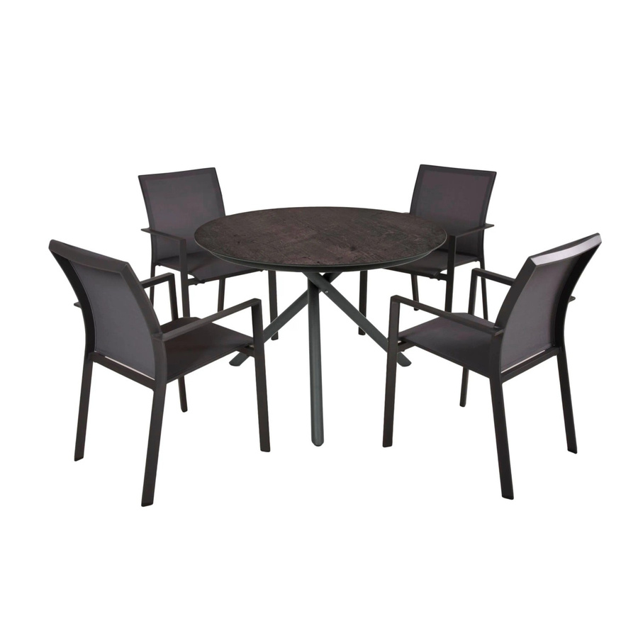 DELUKE Garten-Sitzgruppe HELGA 5-tlg. Gartenmöbel-Set aus Aluminium und Kunststoff in Schwarz - Bild 2